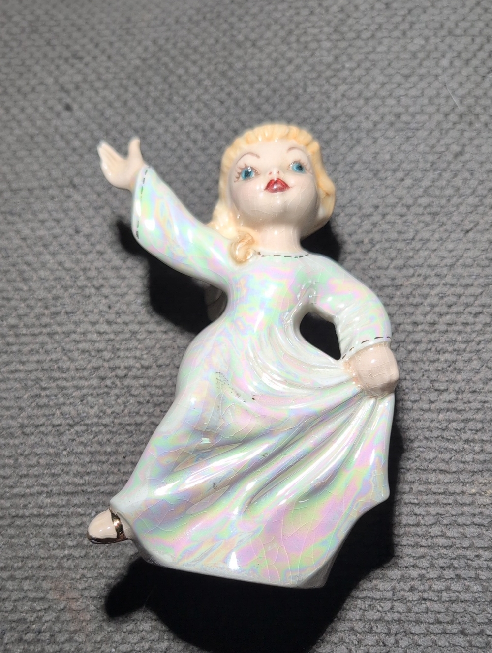 Vintage Holland Mold Iridescent White Porcelain Dancing Angel Girl Figurine